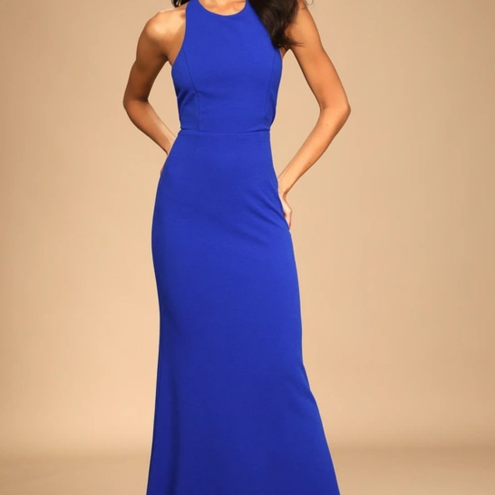Lulus Straight to the Heart Royal Blue Backless Maxi Dress